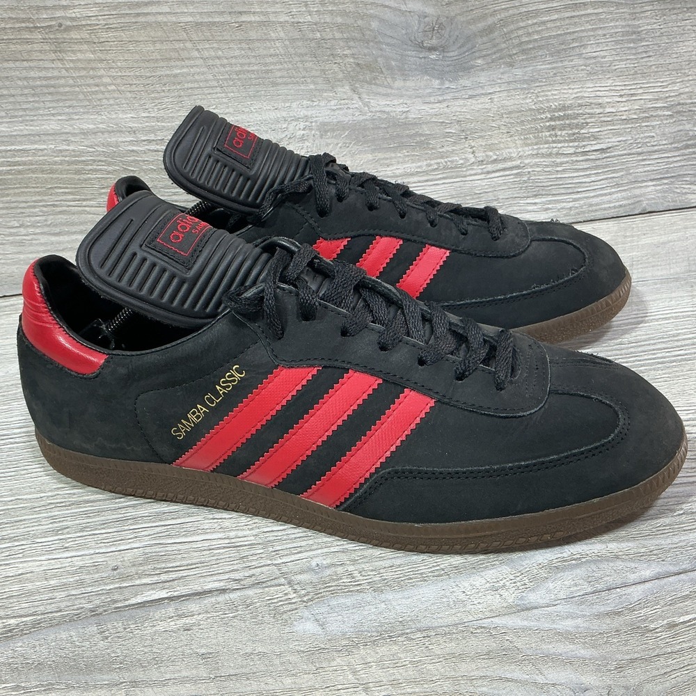 Vintage 1993 Adidas Samba Classic Mens 12 Black Red Gum Soccer Sneakers 034666